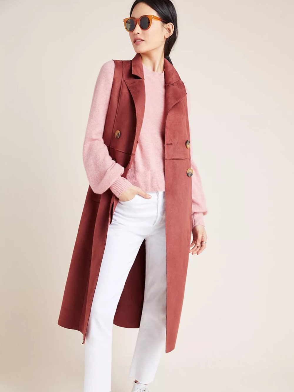 Anthropologie NWOT Tandy Longline Utility Vest Sleeveless Faux Suede Jacket - XS - Picture 4 of 9